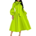 thumbnail image 2 of Elainilye Fashion Wedding Guest Dresses for Women Versatile Retraction Solid Split Waist Wrapped Large Hem Long Dress,Green, 2 of 9