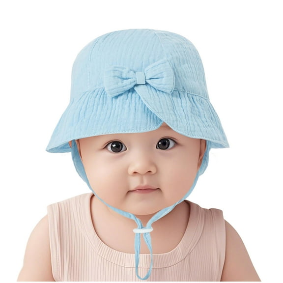 Miqool Infant Newborn Baby Cute Sun Hat UPF 50 Sun Protection Wide Brim Bucket Hat Outdoor Adjustable Beach Hats for Boys Girls