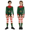 thumbnail image 2 of Zhuashum Outfits Boys 2Xl Xmas Santa New Color Maytch Cartoon Printed Christmas Long Sleeve Tops Stripes Prints Tights And Bodysuits Cute Wear Dark Green, 2 of 6