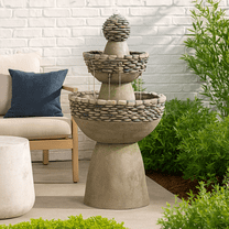 Teamson Home 3-Tier Zen Pedestal Outdoor Water Fountain with Pump