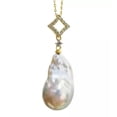 thumbnail image 2 of K-KED Natural 12-13mm White Edison Pearl Earrings 925S Gold Plated Earrings-Earrings-Gold, 2 of 9