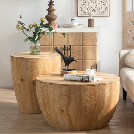 Vintage Style Coffee Table Set for Office and Home Use | Provides Storage and a Stable Surface | Solid Fir Wood and MDF Well - crafted | Keeps Living Areas Organized