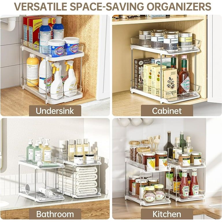 LALASTAR 2-Pack Pantry Organizer, Tall Slim Kitchen Organization and  Storage with Wheel, Clear Acrylic Organizers for Cabinet, Countertop, Under  Sink