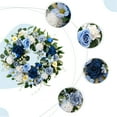 thumbnail image 2 of 22 Inch Spring/Summer Floral Wreaths for Front Door,Artificial Decoration Wreath with Rose Dahlia Hydrangea for Home Porch Wall Valentine Wedding Festival Decor(Blue), 2 of 6