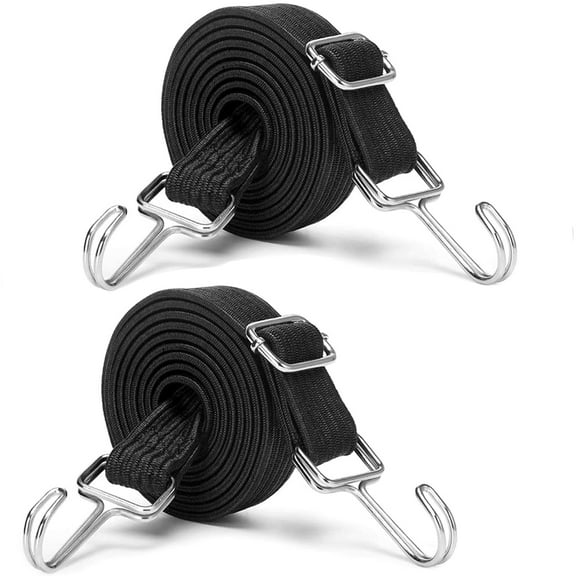 80" Bungee Cords with Hooks Heavy Duty, 2 Pack Long Flat Heavy Duty Elasticity Straps,with Length Adjustment Metal Buckle Luggage Elastic Rope,for Moving Heavy Duty Cargo