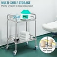 thumbnail image 3 of VEVOR Chariot Roulant de Laboratoire, Chariot Roulant en Acier Inoxydable à 2 Tablettes, Chariot de Service de Laboratoire avec Roulettes Pivotantes, Chariot Utilitaire Dentaire pour Clinique, Labo, Hôpital, Salon, 15.16"x21.57"x34.06 Pouces, 3 of 9