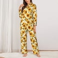 thumbnail image 2 of Fotbe Modern Elegant Sunflower Conjunto de Pijama de Manga Larga para Mujer con Estampado, Ropa de Dormir de 2 Piezas, Conjunto de Casa Suave y Cómodo con Bolsillos-Medium, 2 of 7