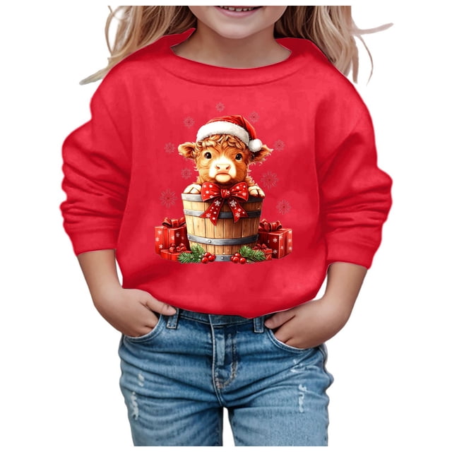 Chandail Doux à Manches Longues pour Fille, Graphique, Mignon, Col Rond, Chandails, Haut, Vêtements pour Filles