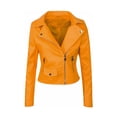 thumbnail image 5 of JFBUJC Women's Motorcycle Jacket Women's Leather Short Style Slim Slimming Pu Leather Jacket, 5 of 5