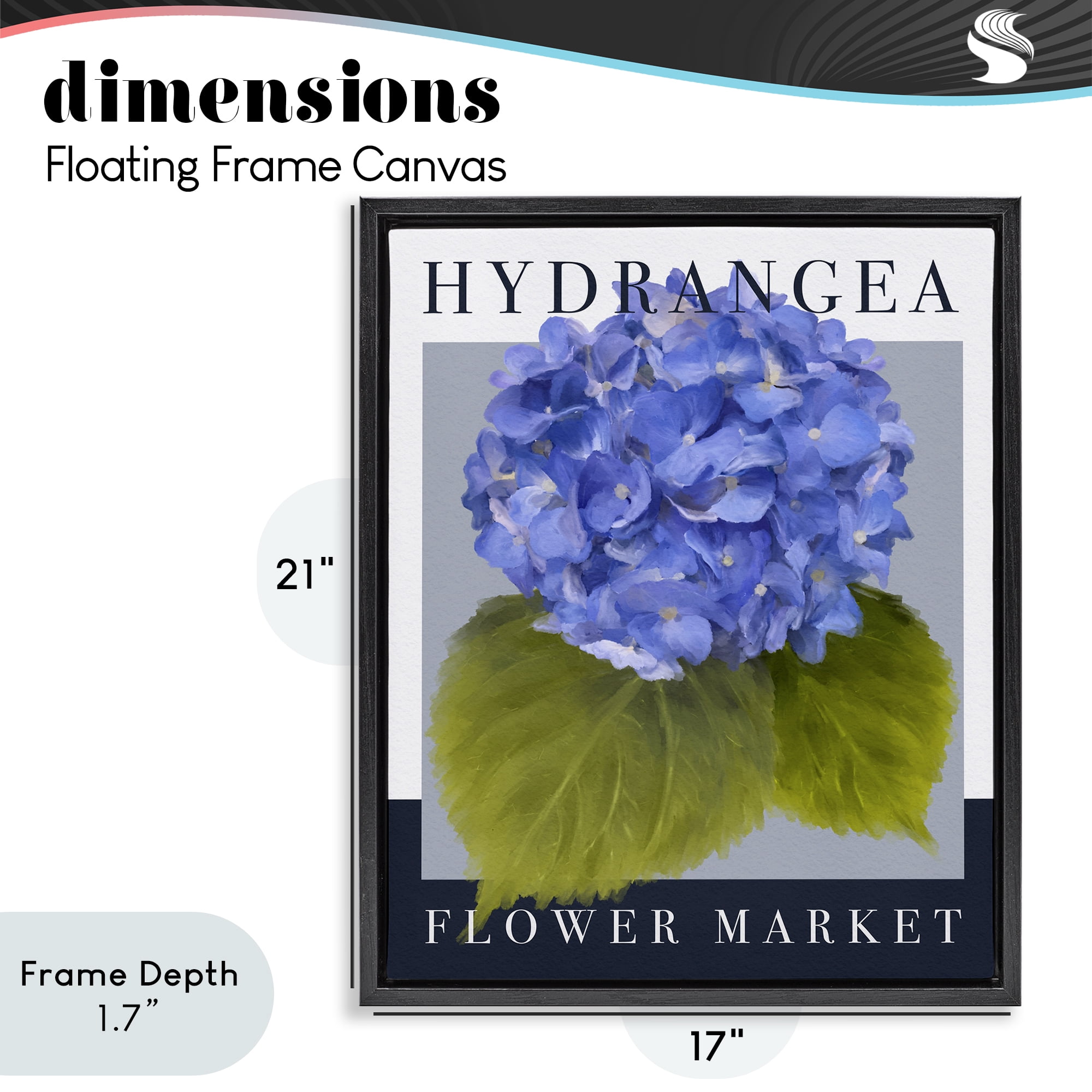 Stupell Industries Hydrangea Flower Market Black Framed Floater Canvas Wall Art, design by Jennifer Stith