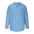 thumbnail image 5 of IROINNID Henley Shirts for Men Cotton Comfy Solid Button Long Sleeve Shirt Blouse Tops Savings,Light Blue, 5 of 6