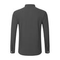 thumbnail image 5 of Wyobmus Mens Linen Henley Shirts Casual Cotton Lightweight Long Sleeve T-Shirt Solid Button Down Summer Beach Leisure Tops Gray, 5 of 5