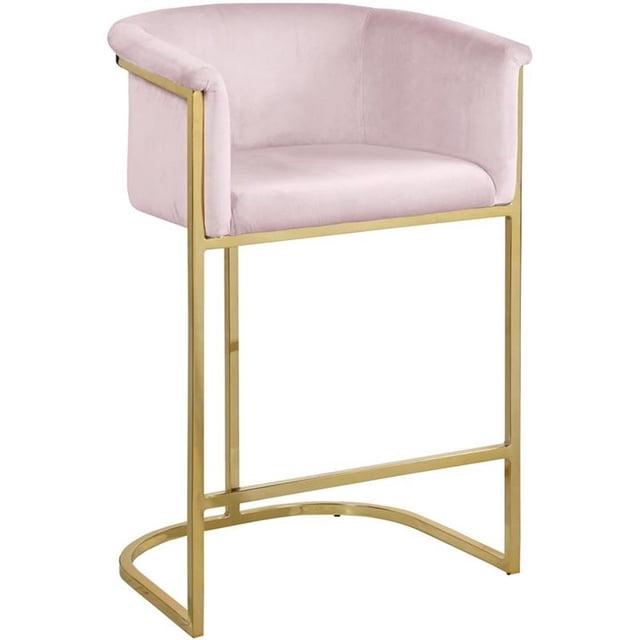 Meridian Furniture Donatella Tabouret en Velours Rose
