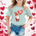 thumbnail image 2 of WEIYLL T-Shirts Filles Manches Courtes Imprimé Dessin Animé Col Rond Décontracté Vert Menthe Vêtements Tout-Petits 3-4 Ans, 2 of 4