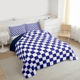thumbnail image 3 of Homewish Geometric Plaid 2pcs Bedding Comforter Set For Teens Boys Girls,Blue White Twin Comforter Sets,Vintage Aesthetic Breathable Bedding Set,Super Cozy Room Decor,Reversible, 3 of 8