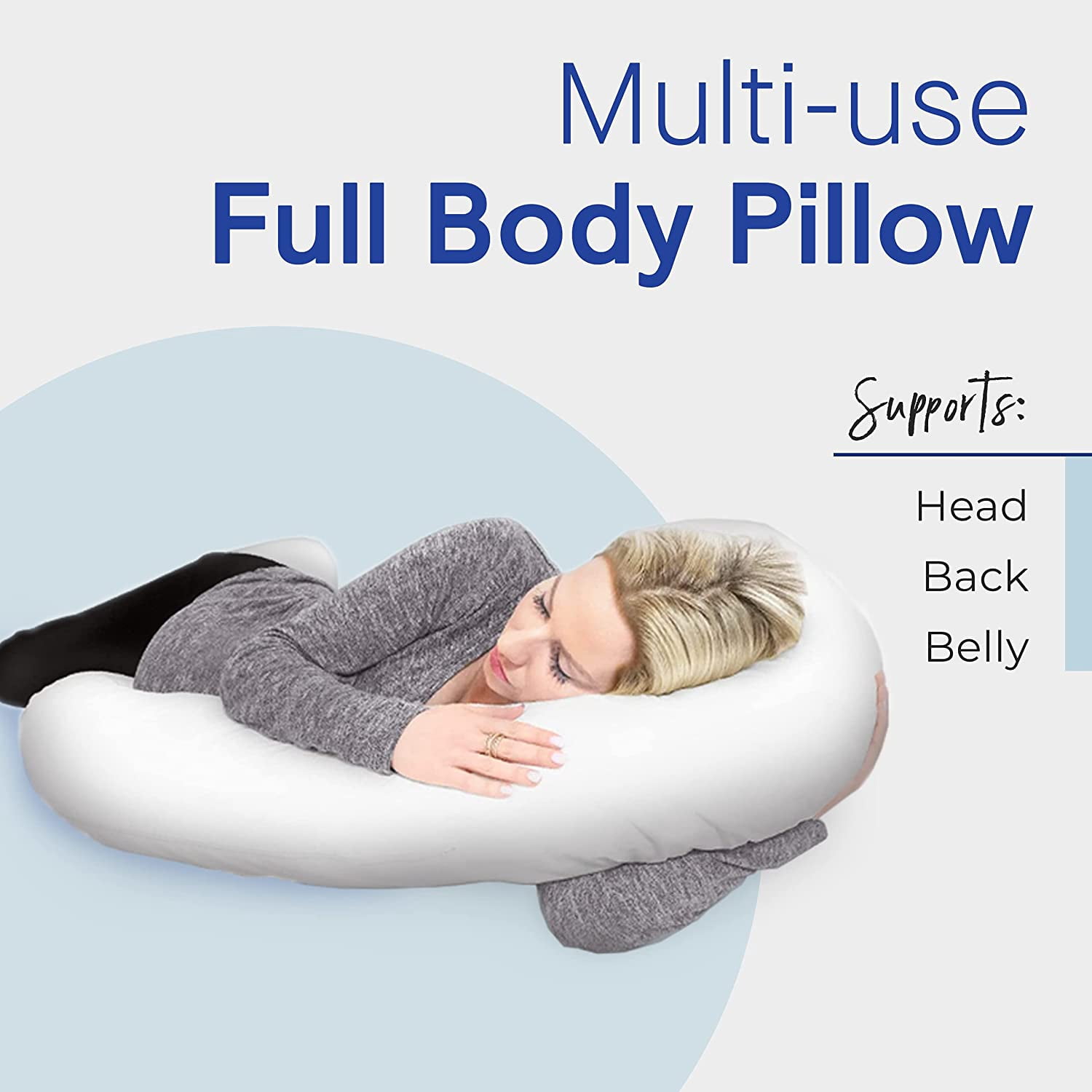 Full Body Maternity Pregnancy Pillow - 60-inch C-Shaped Pillows and Nursing Support Cushion with Washable Cover by Restorology