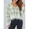thumbnail image 6 of Liacowi Women Knit Sweater Long Sleeve V Neck Cherry/Plaid Tseled Pullover Warm Sweater for Fall Winter, 6 of 9