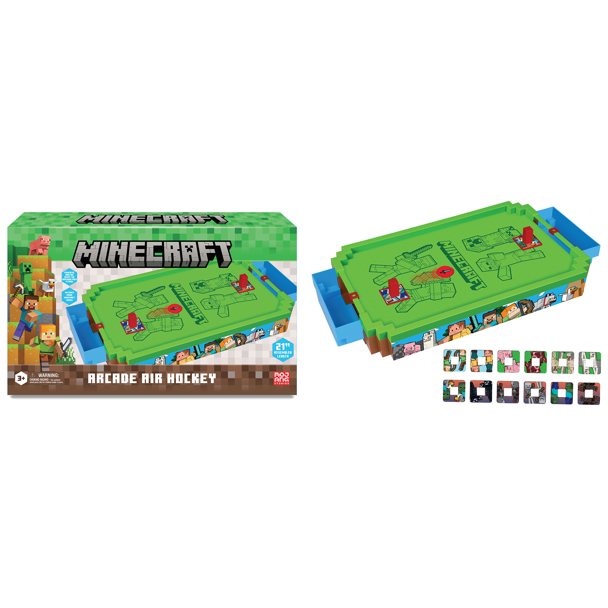 Minecraft: Arcade Air Hockey - Overworld -Premium Series, 21" Motorized Tabletop Game, Iconic Sounds, Licensed Collectible Toy, Adult-Kid 3+, 2 Player