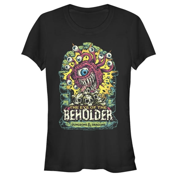 Junior's Dungeons & Dragons The Eye of the Beholder With Skulls  Graphic Tee Black Medium