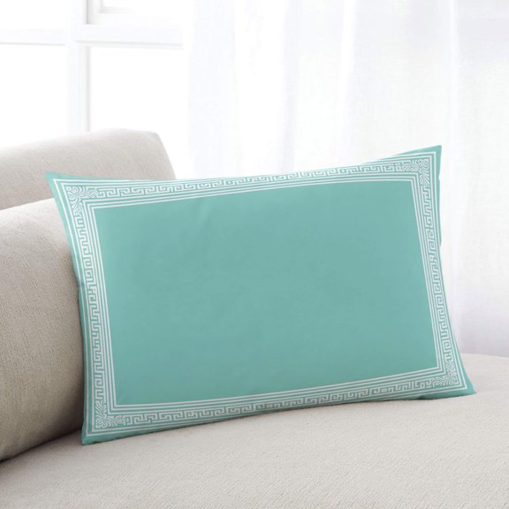 Turquoise Geometric Toddler Pillow Covers 16x24 Inch, White Greek Key Design Abstract Modern Art Decorative Pillowcase with Zipper, Microfiber Breathable Throw Pillowcases for Sofa Bed Living Room