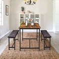 thumbnail image 2 of Rugerasy Dining Table Set for 4 with Upholstered Benches,Space-Saving 3 Piece Kitchen Bench Dining Table Set,Rectangular Dining Table for Home,Kitchen,Dining Room,Rustic Brown, 2 of 8