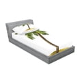 thumbnail image 2 of Ambesonne Tropical Fitted Sheet & Pillow Sham Set, Cartoon Palm Trees, Twin, Green Brown, 2 of 2