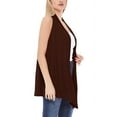 thumbnail image 2 of Women's Sleeveless Long Body Open Draped Front Solid Cardigan Vest S-3XL, 2 of 4