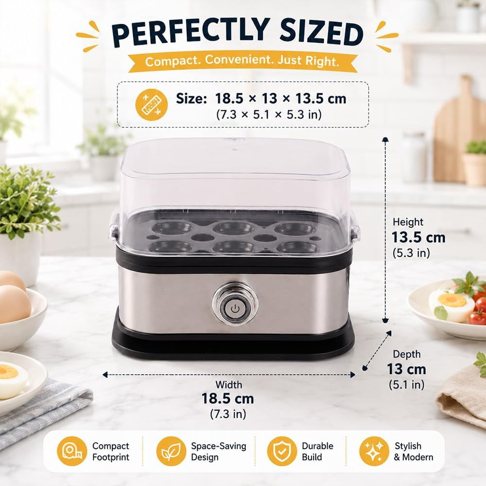 Multifunctional Egg Steamer with Clear Lid, 2026 New compact stainless steel mini electric rapid egg cooker 6 egg capacity, Prevent Burning Out for Custom Egg Doneness Meal Prep (1pc)
