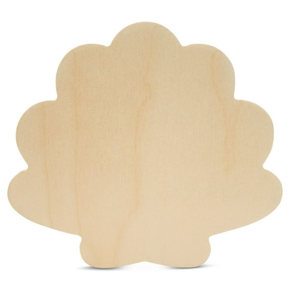 Unfinished Wooden Seashell Cutout, 8", Pack of 100 Wooden Shapes for Crafts, Use for Summer & Beach & Nautical Decor and Crafting, by Woodpeckers