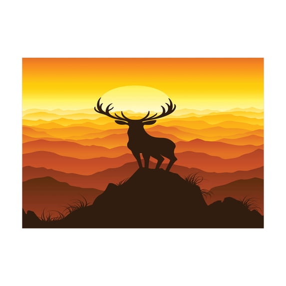 Ambesonne Antlers Jigsaw Puzzle, Wildlife Sunset Hill, Heirloom-Quality Fun Activity for Family Durable Cardboard, 1000 pcs, Burnt Sienna Marigold