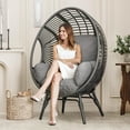 thumbnail image 3 of TQKVIPI Oversized Egg Chair Outdoor Indoor,Patio Lounge Chair with Thicken Cushions & Durable Steel Frame, Egg Basket Chair 500lbs Capacity for Garden, Backyard, Porch,Bedroom (Black-Regular), 3 of 11