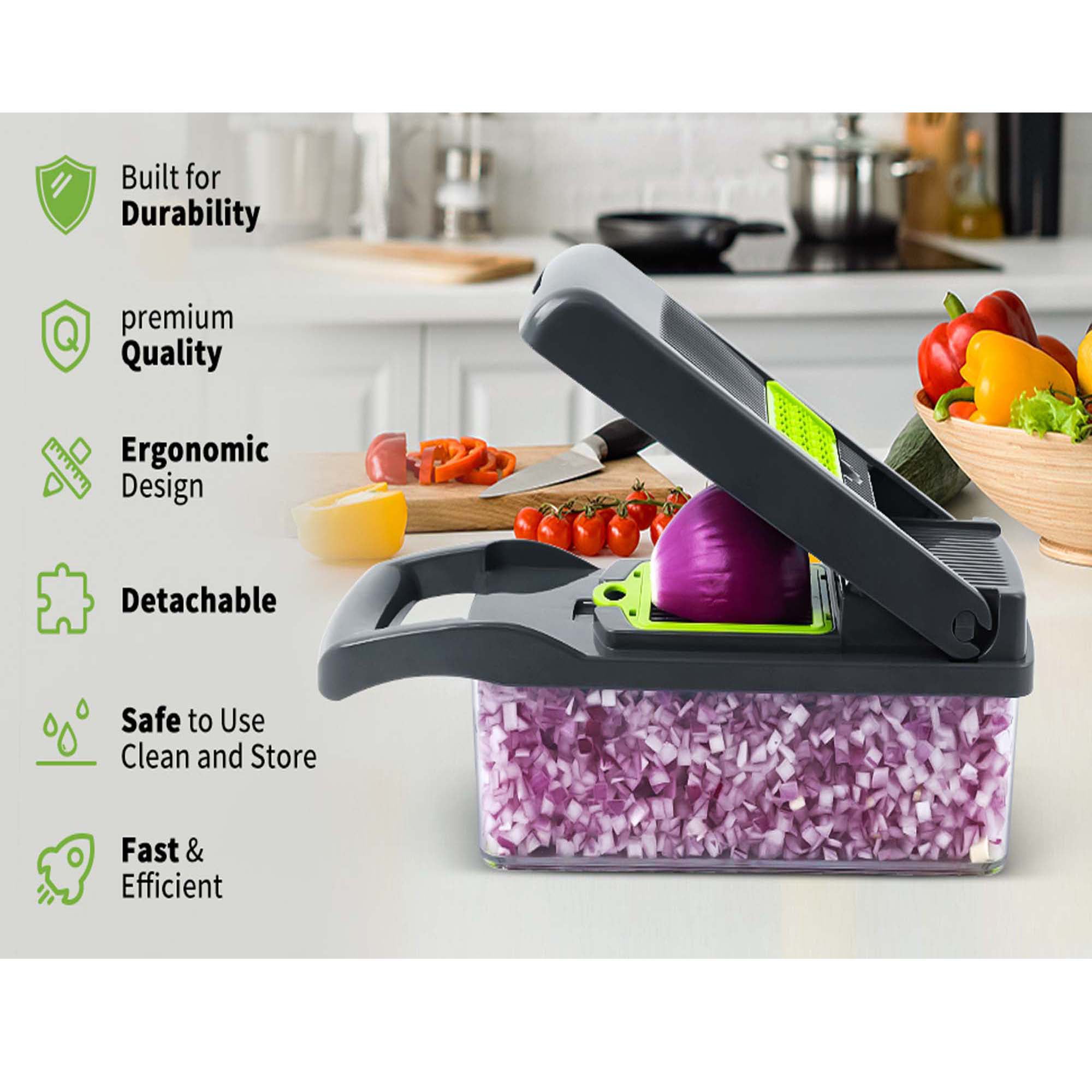 15in1 Vegetable Chopper, Pro Onion Chopper, Multifunctional Food Chopper,  Kitchen Vegetable Slicer Dicer Cutter, Veggie Chopper With 8 Blades, Carrot  And Garlic Chopper With Container - Temu