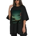 thumbnail image 4 of Plus Size Shirt for Women Black Tops for Women Short Sleeves Shirt for Women Red-Browed Bird Green 3 T Shirt Oversized Shirt for Women S, 4 of 5