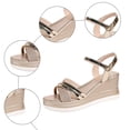 thumbnail image 6 of Rokment Women's Glitter Sequin Metallic Dressy Sandals Delicate Elegant Cross-Band Open Toe Platform Wedge Summer Shoes for Bride Wedding Gold Size 6, 6 of 7