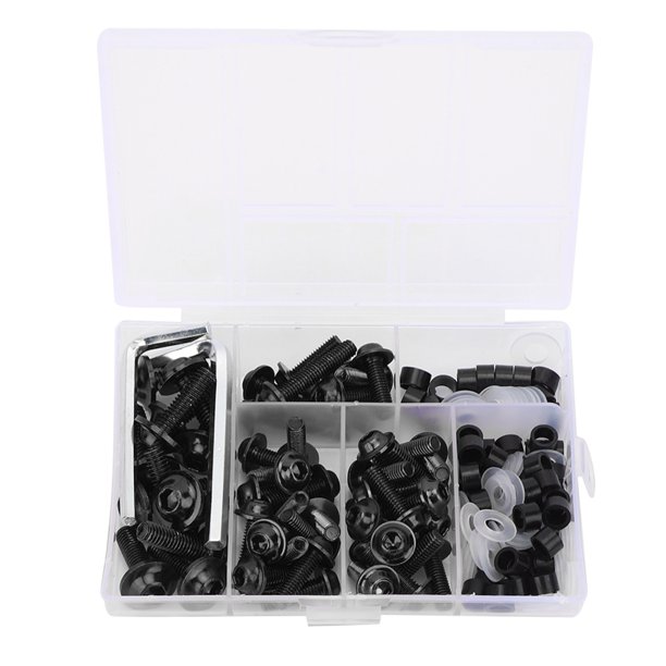Juego de 158 llaves para juntas y pernos de carenado universales para motocicleta, color negro