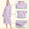 thumbnail image 3 of PAVILIA Womens Fleece Robe with Satin Trim, Plush Soft Long Spa Bathrobe, Cozy Shawl Collar Housecoat with Pockets (L/XL, Lavender Purple), 3 of 9