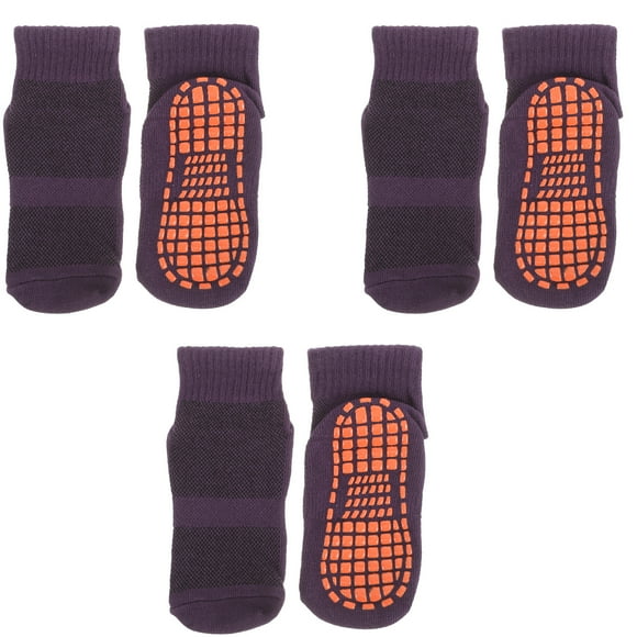 EeaseMX 3 pares de calcetines antideslizantes de algodón para niños, prácticos calcetines deportivos para trampolín, talla M (lavanda, para niños de 5 a 11 años)