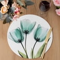 thumbnail image 3 of Turquoise Aqua Tulips Round 15 Inch Placemats Set of 6, Pastoral Flower Floral Spring HeatResistant Non Slip Place Mats for Dining Table, Wipeable Braided Kitchen Table Mats for Housewarming, 3 of 9