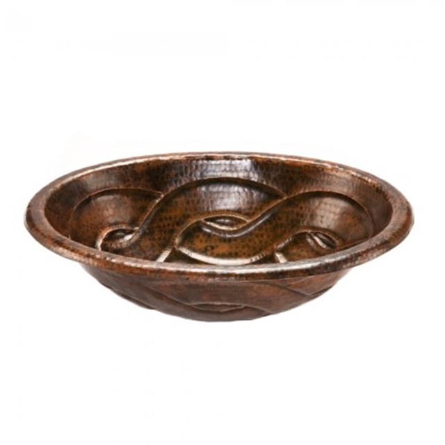 Premier Copper Products LO19RBDDB 19 in. Oval Braid Self Rimming Hammered Copper Sink