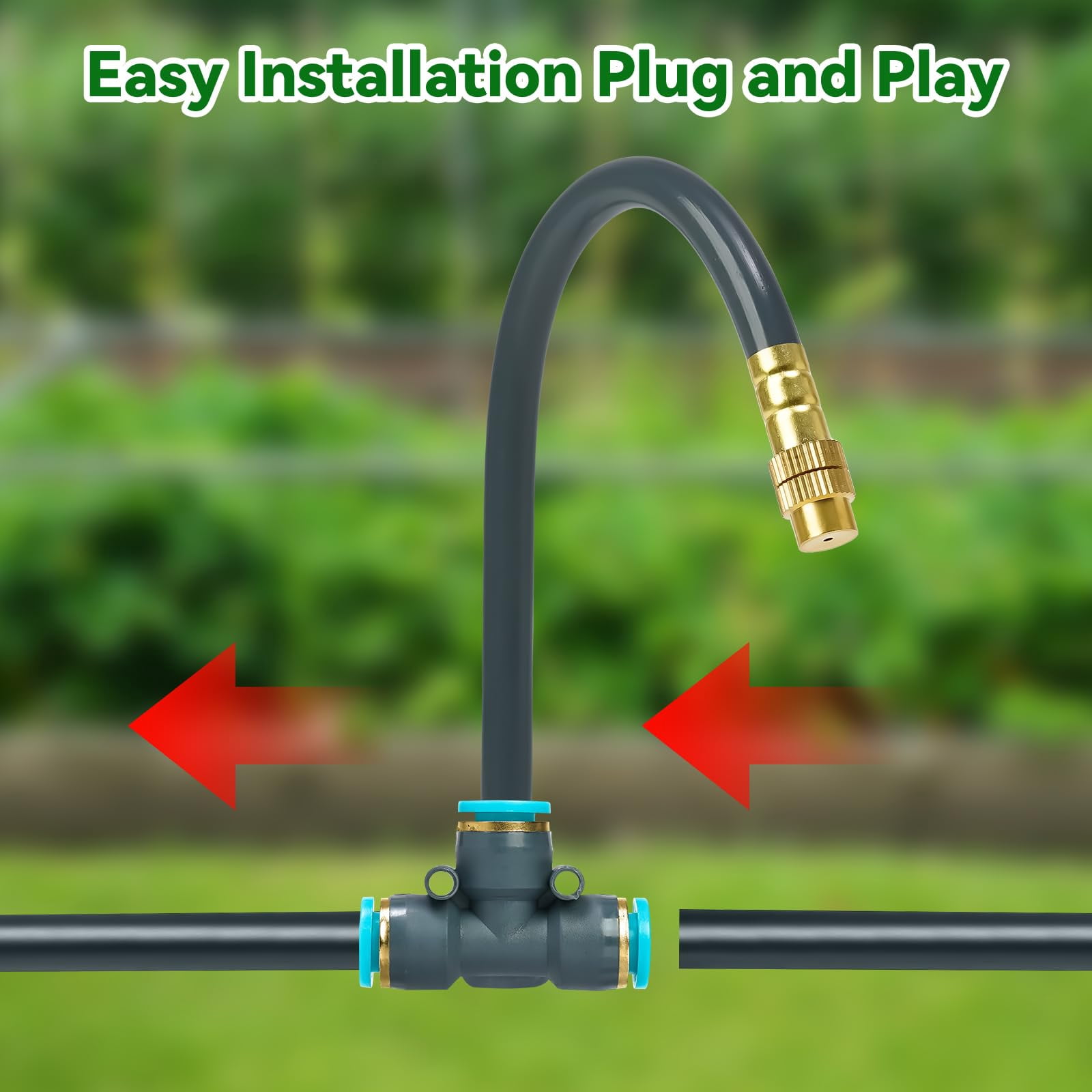 360°adjustable Drip Irrigation System 200ft 5/16" Extra Long Garden Watering Kit With 32 Copper Nozzles 141pcs Automatic Atomizing Plant Sprinkler For Large Yard  Greenhouse Lawn