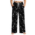 thumbnail image 3 of Christmas Sleep Pants for Women Snowflakes Wide Leg Elastic High Waist Loungewear Drawstring Soft Holiday Festive Xmas Sleep Pants, 2XL, 3 of 6