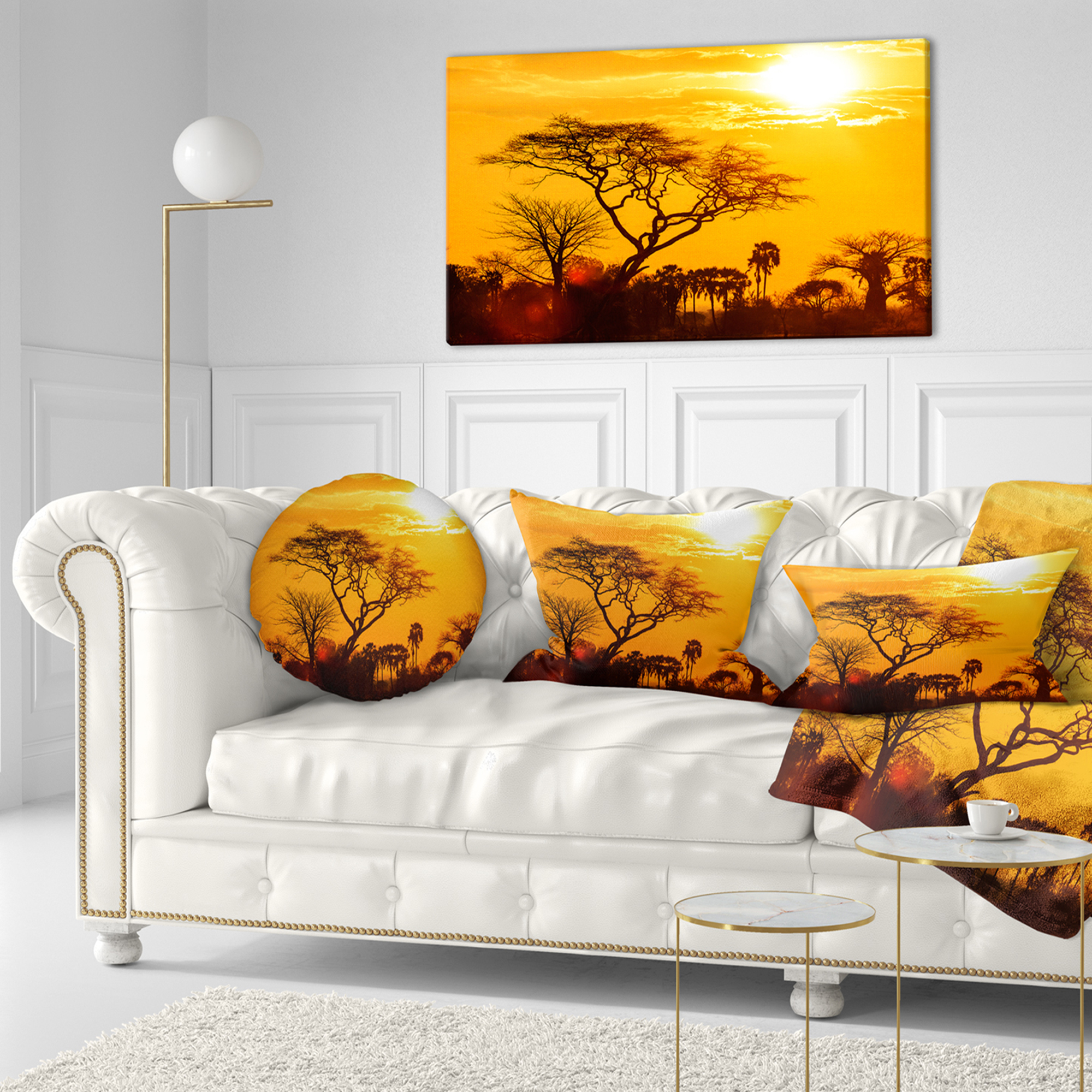 Designart 12" x 20" Gold Polyester Throw Pillow