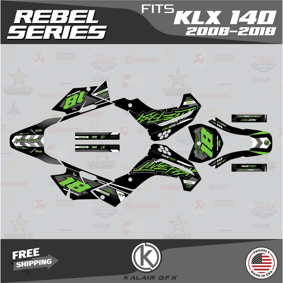 Kalair GFX Graphics Kit for Kawasaki KLX140 (2008-2018) Rebel Series