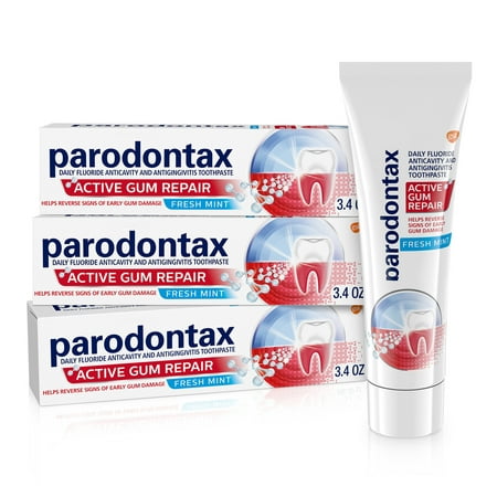 Parodontax Active Gum Repair Toothpaste, Gum Toothpaste, Fresh Mint - 3.4 Ounces (Pack of 3)