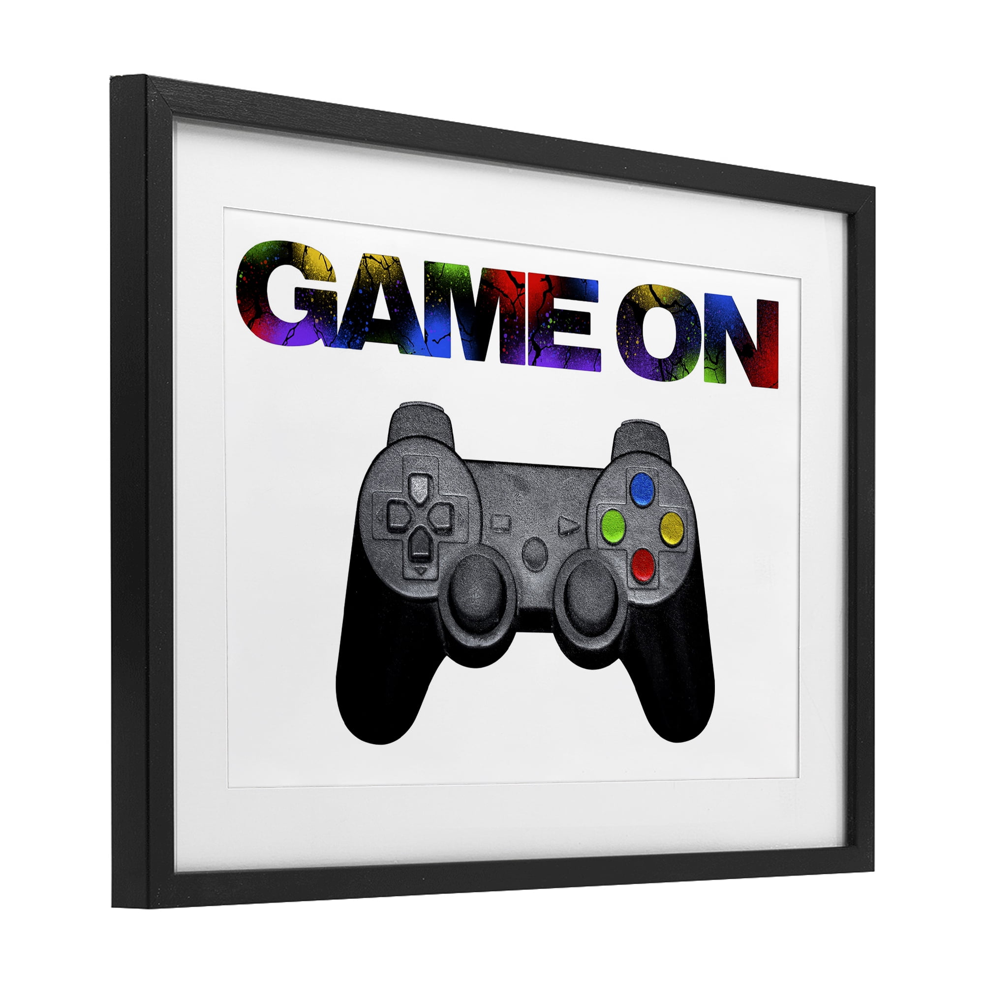 Stupell Industries Controller Game On Splatter Black Framed Print Under Glass, design by Marcus Prime