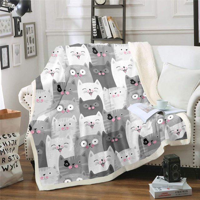 Mantas y cubrecamas de gato para niños, niñas, niños, manta con estampado de gato de dibujos animados, lindo patrón de animales, mantas de vellón, manta de microfibra suave para 30" x 40"