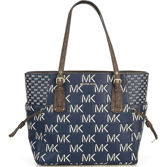 Michael Kors Voyager East West Signature Tote, Brown/Navy