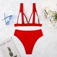 thumbnail image 7 of QLEICOM Womens Swimsuits Tummy Control Plus Size Swimsuit Coverup Sexy Bikini Solid Set Swimsuit Two Piece Filled Bra Swimwear Beachwear Red M, 7 of 7
