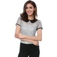 thumbnail image 1 of Unique Bargains Blouse en Dentelle à Col Contrastant Transparent pour Femmes, 1 of 7