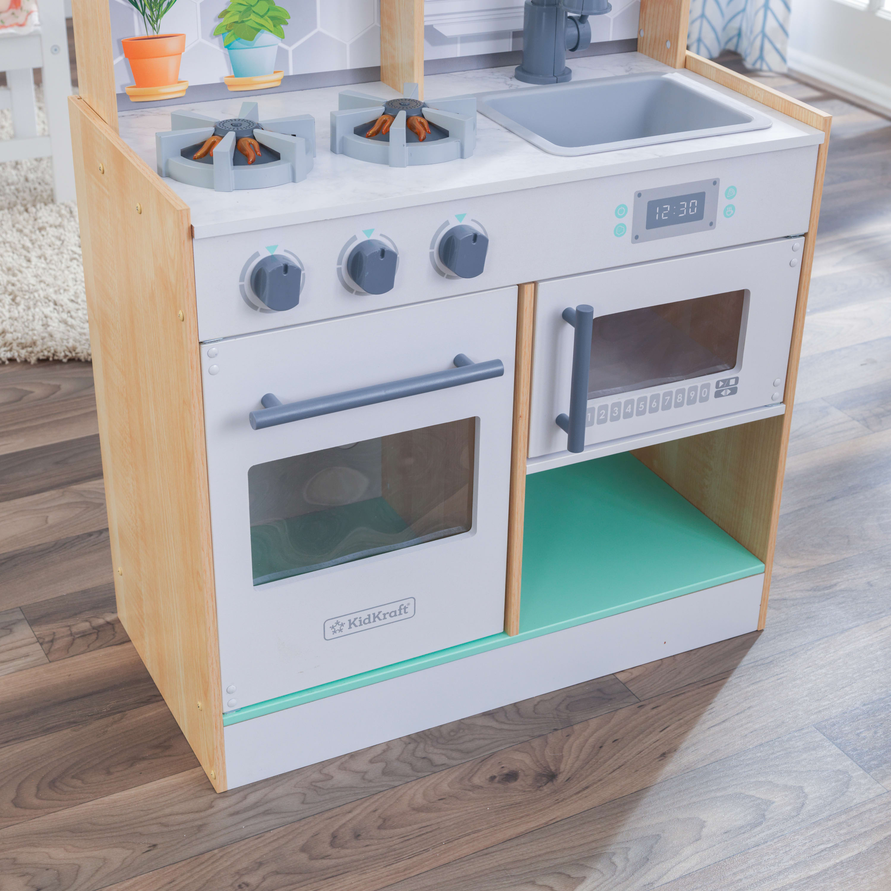 Let's Cook Wooden Play Kitchen with Lights & Sounds, Natural - image 4 of 10